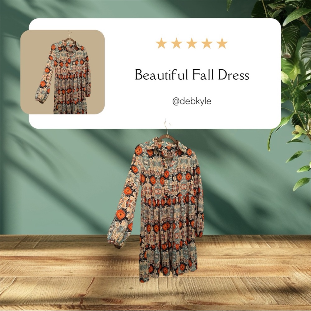 Chic Long Sleeve Patterned Dress